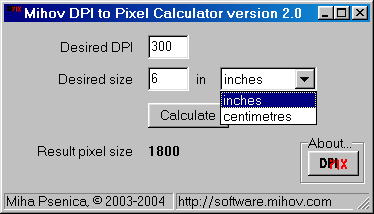 Mihov DPI to Pixel Calculator Windows 11 download