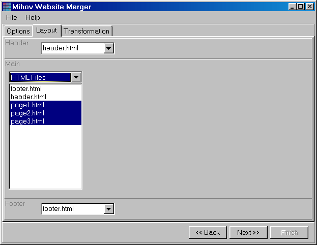 Program for merging parts of sites together.